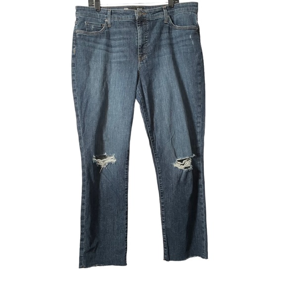 Kut High Rise Reese Fab Ab Ankle Straight Leg Distressed Denim Jeans Size 16 EUC - Picture 1 of 7